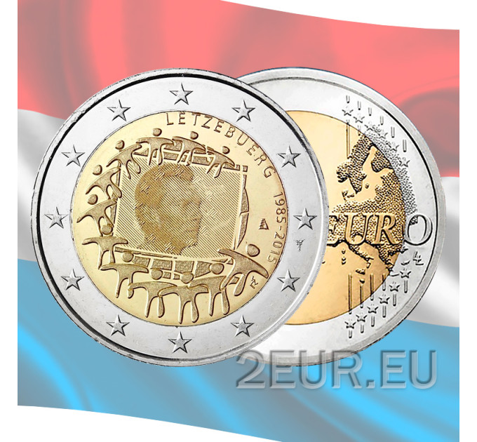 Luksemburg 2 eurot UNC 2015 – ELi lipu 30. aastapäev