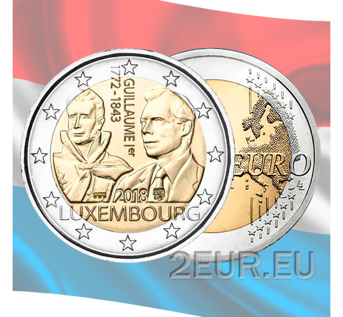 Luksemburg 2 eurot UNC 2018 – suurhertsog Guillaume I 175. surma-aastapäev