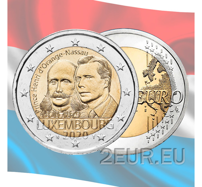 Luksemburg 2 eurot UNC 2020 – Orange-Nassau prints Henry 200. sünniaastapäev
