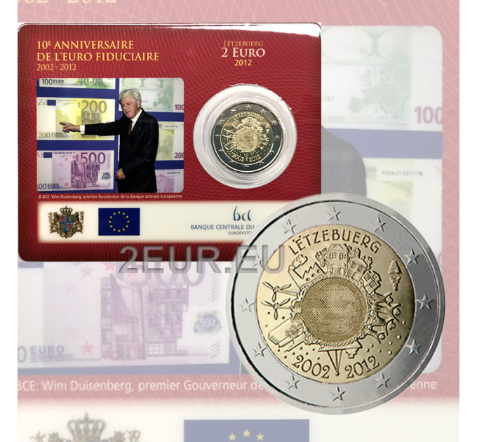 Luksemburg 2 eurot BU 2012 – 10 aastat euro sularaha