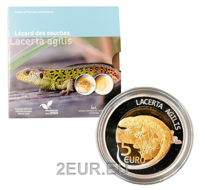 Luksemburgi 5 euro hõbe Proof 2021 – Lacerta