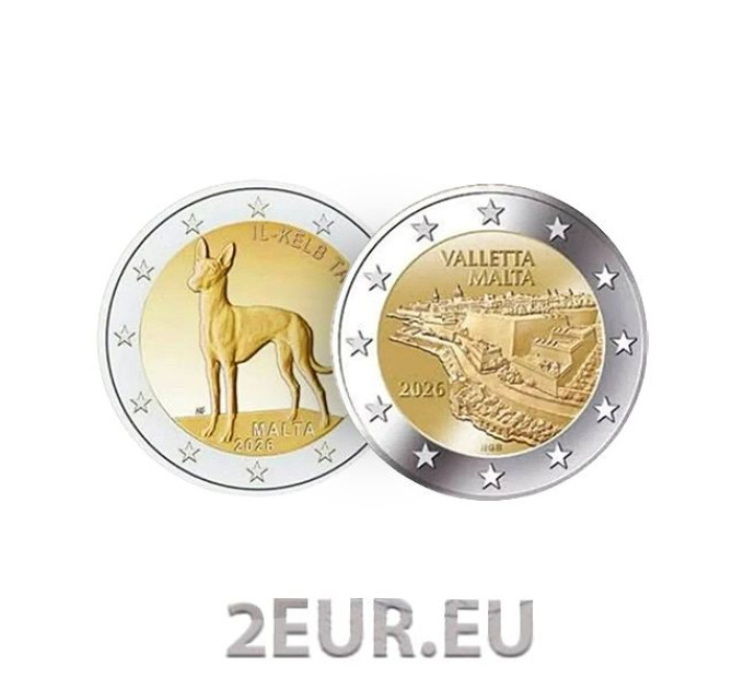 Malta 2 eurot 2026 UNC - Vaarao koer + Valletta