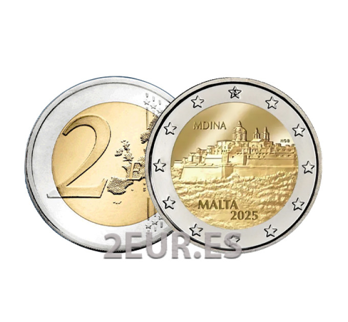Malta 2 eurot UNC 2025 – Mdina ajalooline linn