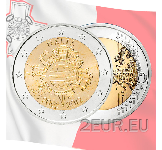 Malta 2 eurot UNC 2012 – 10 aastat euro sularaha