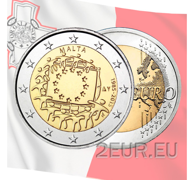 Malta 2 eurot UNC 2015 - ELi lipu 30. aastapäev