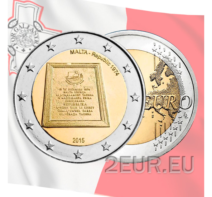 Malta 2 eurot UNC 2015 – Vabariik 1974