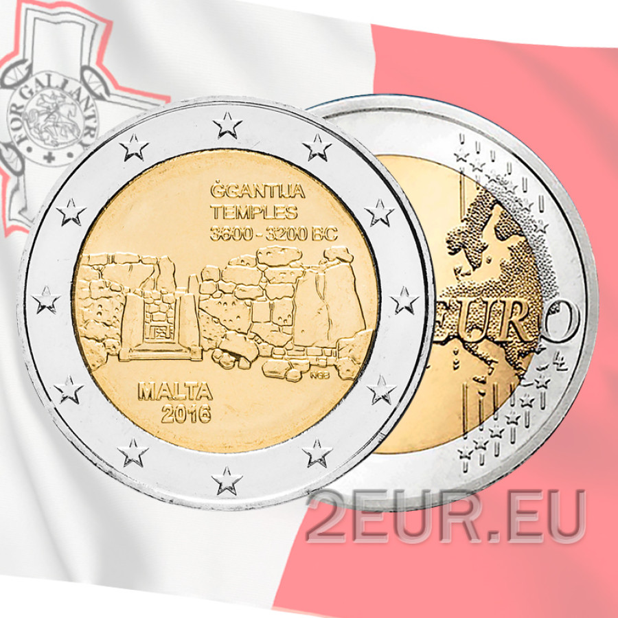 Malta 2 eurot UNC rulli 2016 – Ggantija templid Malta 2 eurot UNC rulli 2016 – Ggantija templid
