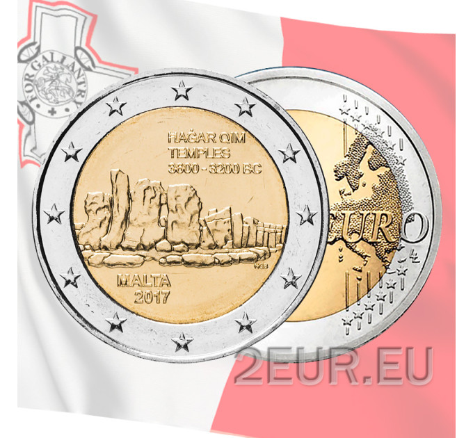 Malta 2 eurot UNC 2017 – Hagar Qimi templid