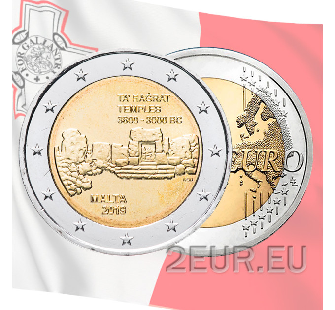 Malta 2 eurot UNC 2019 – Ta Hagrati templid