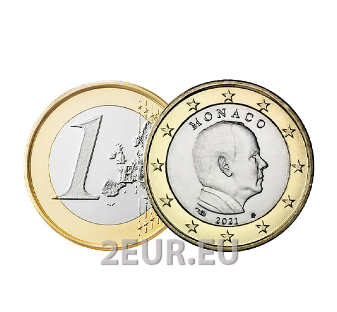 Monaco 1 euro UNC 2021 – prints Albert II