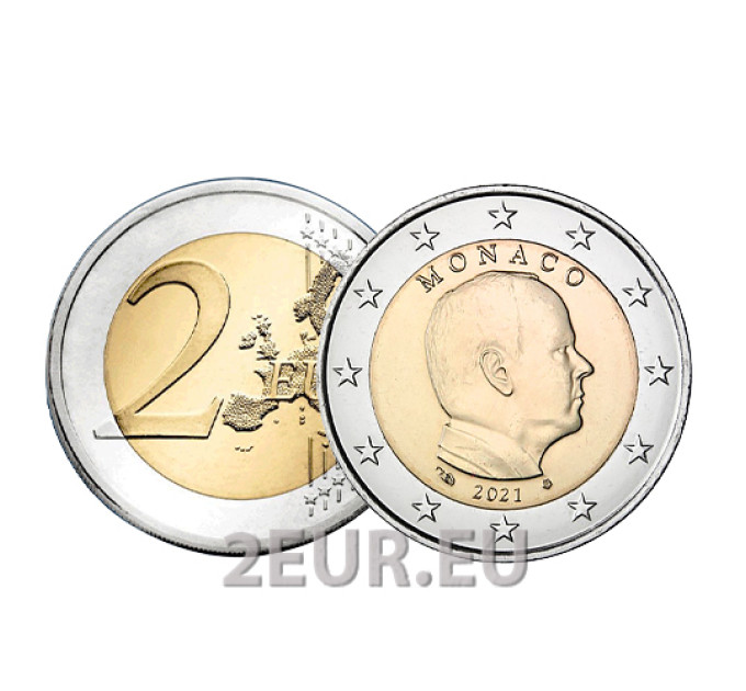 Monaco 2 eurot UNC 2021 – prints Albert II