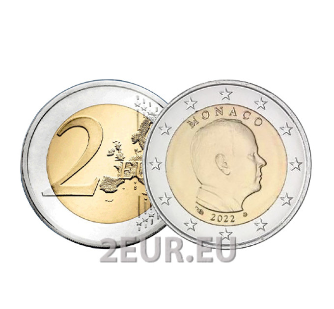 Monaco 2 eurot UNC 2022 – prints Albert II