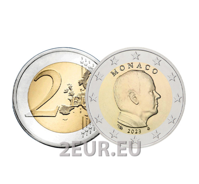 Monaco 2 eurot UNC 2023 – prints Albert II