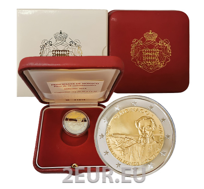 Monaco 2 eurot PROOF 2016 – Charles III Monte Carlo asutamise 150. aastapäev