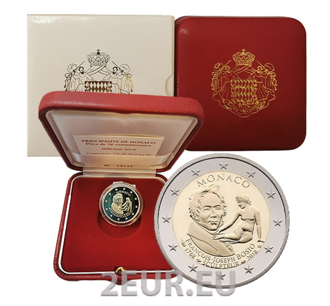 Monaco 2 eurot PROOF 2018 – François Joseph Bosio 250. sünniaastapäev
