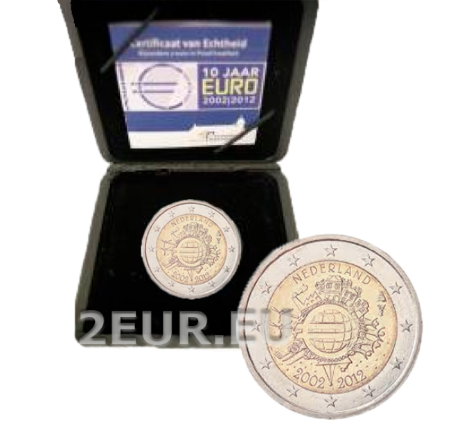 Holland 2 eurot proof 2012 – 10 aastat euro sularaha