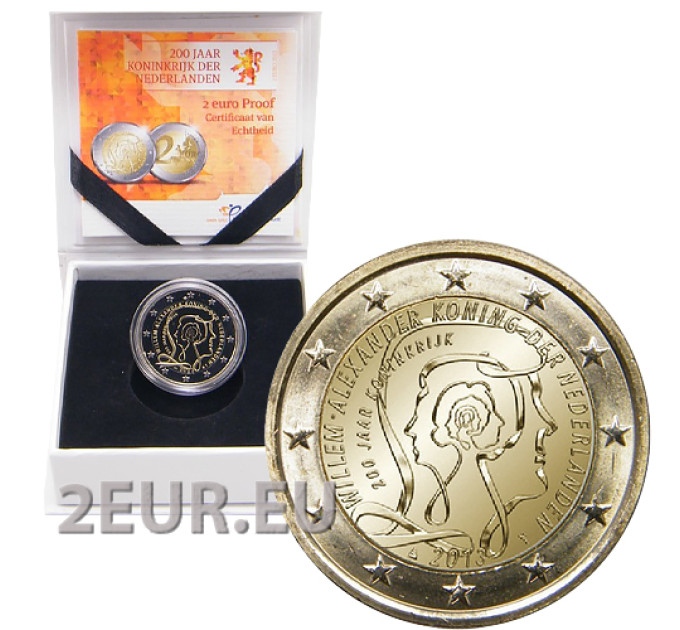 Holland 2 eurot proof 2013 – Hollandi Kuningriigi 200. aastapäev