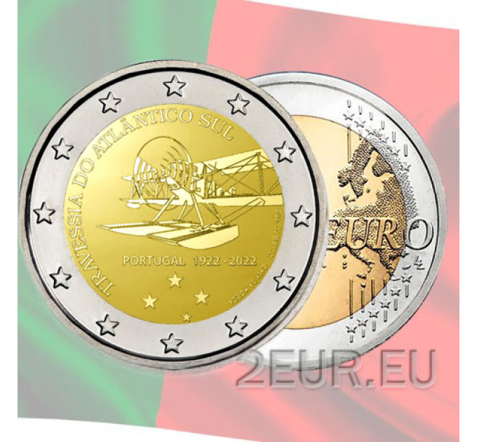 Portugal 2 eurot UNC 2022 – 100 aastat esimesest Lõuna-Atlandi õhuületusest