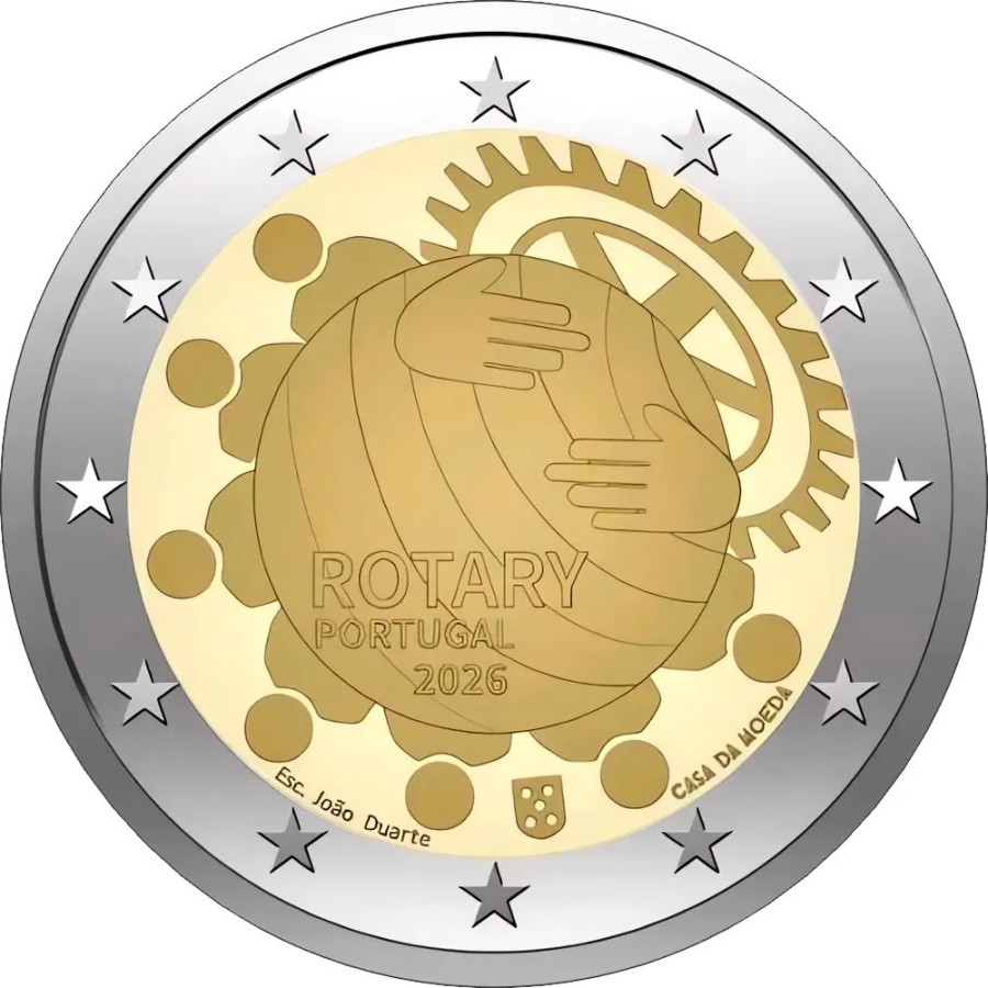 Portugal 2 eurot UNC 2026 – Rotary Sihtasutuse 100. aastapäev Portugalis Portugal 2 eurot UNC 2026 – Rotary Sihtasutuse 100. aastapäev Portugalis