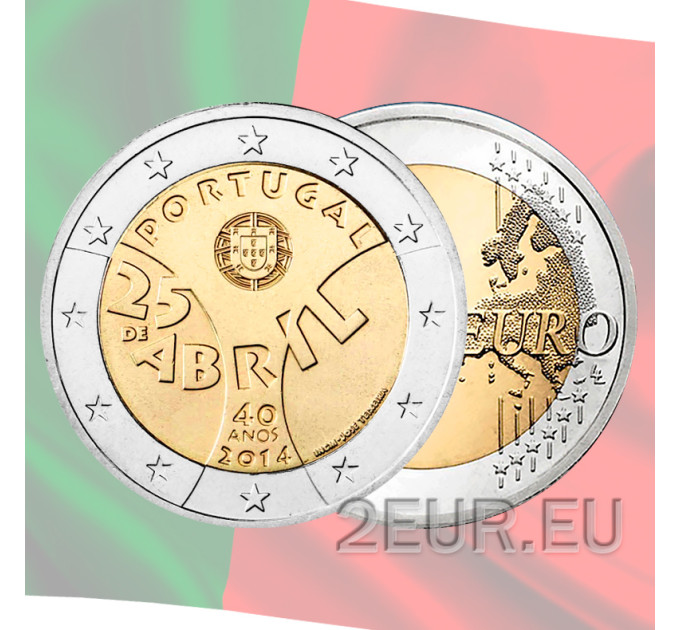 Portugal 2 eurot UNC 2014 – 25. aprillirevolutsiooni 40. aastapäev – Nelgirevolutsioon