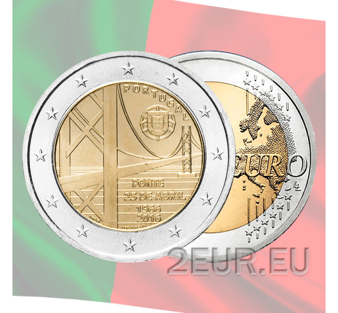 Portugal 2 eurot UNC 2016 – 50 aastat 25. aprilli silla avamisest