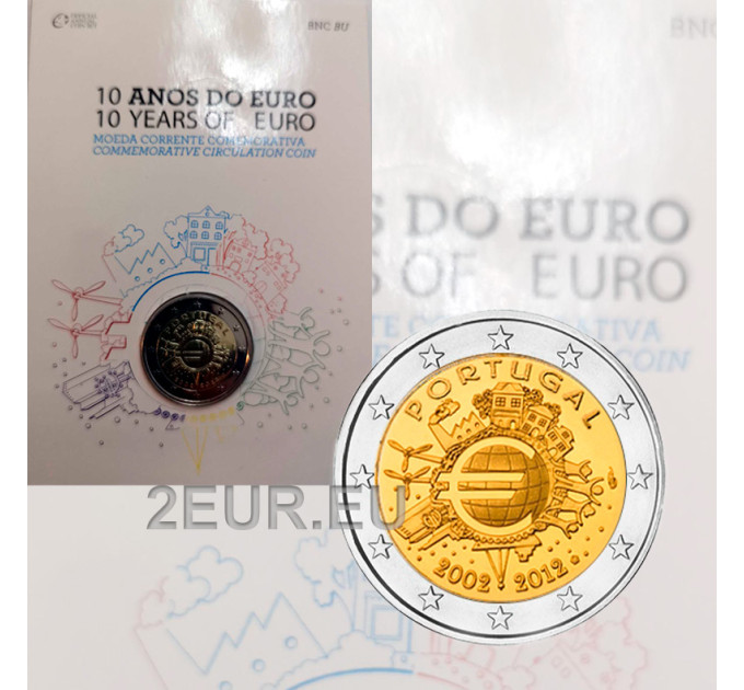 Portugal 2 eurot BU 2012 – 10 aastat euro sularaha