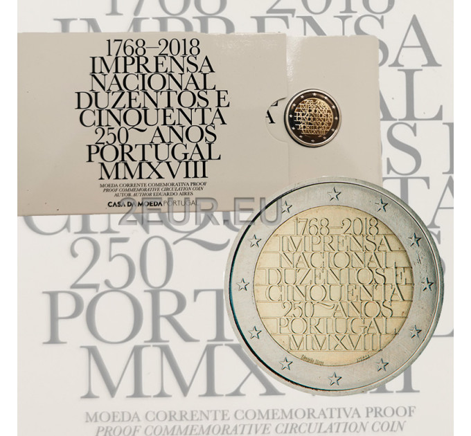Portugal 2 eurot proof 2018 – riikliku trükikoja INCM 250. aastapäev  