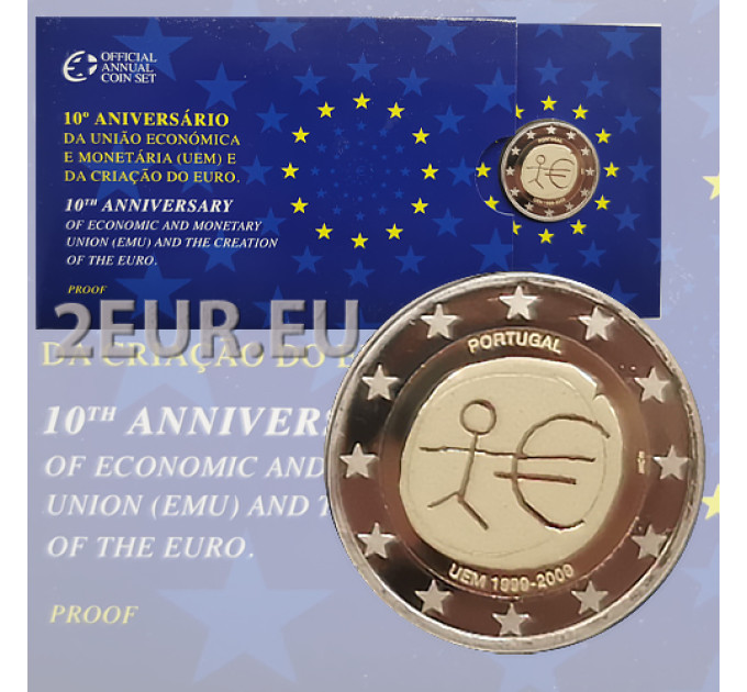 Portugal 2 eurot proof 2009 – 10 aastat euro – EMU 
