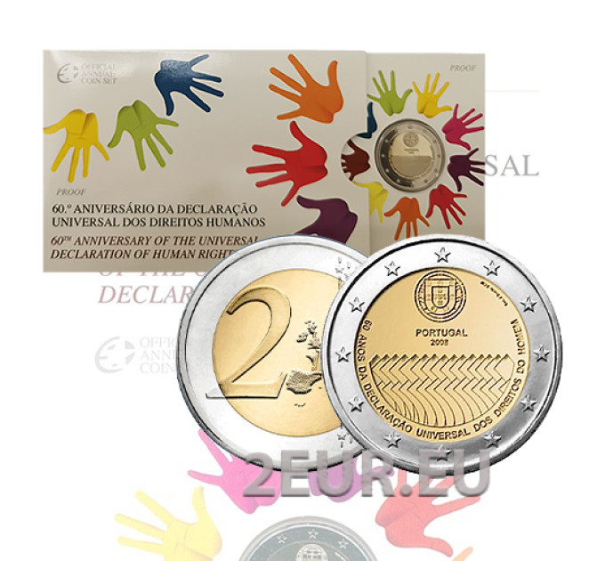 Portugal 2 eurot proof 2008 – 60 aastat inimõigusi  