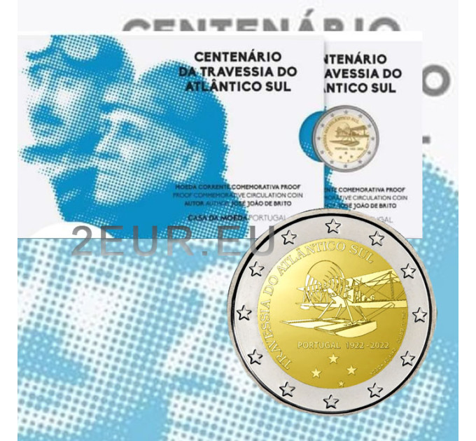Portugal 2 eurot proof 2022 – 100. aastapäev esimesest Lõuna-Atlandi õhuületusest  
