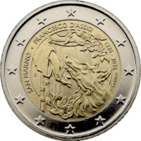 San Marino 2 eurot Proof 2026 – Assisi Franciscuse 800. surma-aastapäev