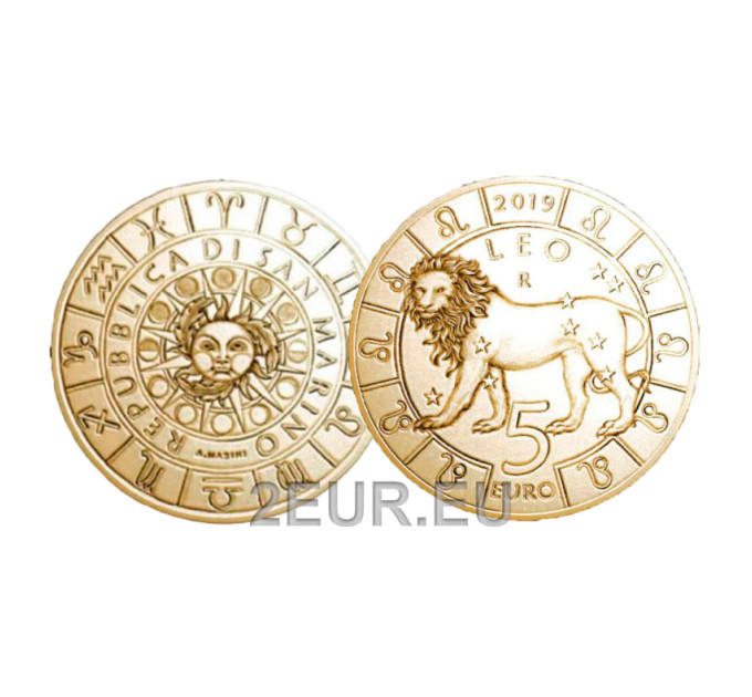 San Marino 5 euro UNC 2019 - "Tähtkujud - Lõvi"