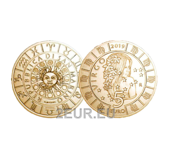 San Marino 5 euro UNC 2019 - "Tähtkujud - Neitsi"
