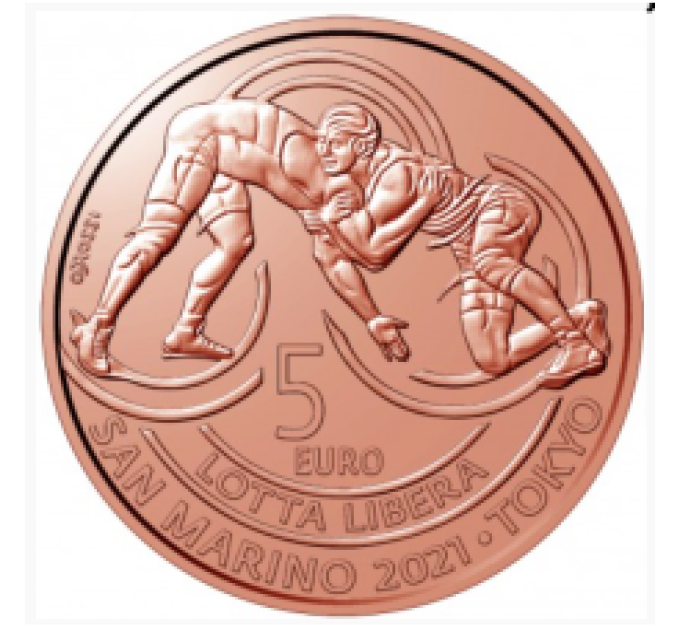 San Marino 5 euro UNC 2021 - "Võit vabamaadluses Tokyos"