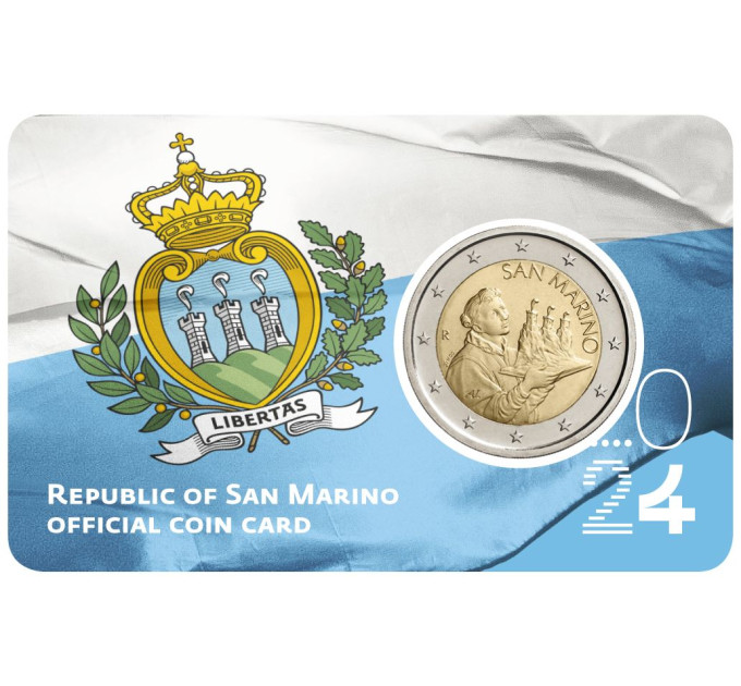 San Marino 2 EURO BU 2024 - San Marino Vabariigi lipp