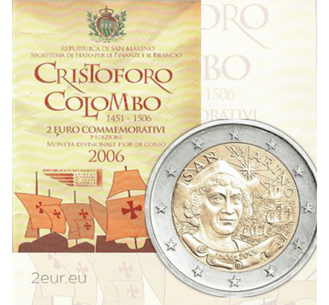 San Marino 2 eurot BU 2006 – Christopher Columbuse 500. surma-aastapäev