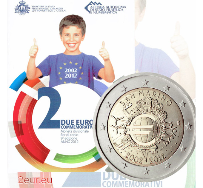 San Marino 2 eurot BU 2012 - 10 aastat euro sularaha