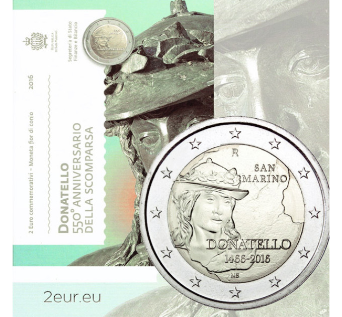 San Marino 2 eurot BU 2016 – 550 aastat Donatello surmast