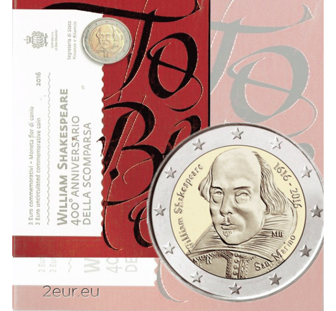 San Marino 2 euro BU 2016 - 400 Years since the Death of William Shakespeare