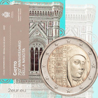 Сан-Марино 2 евро BU 2017 - 750 лет со дня рождения Giotto di Bondone