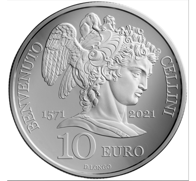 San Marino 10 eurot proof 2021 – Benvenuto Cellini 450. surma-aastapäev 