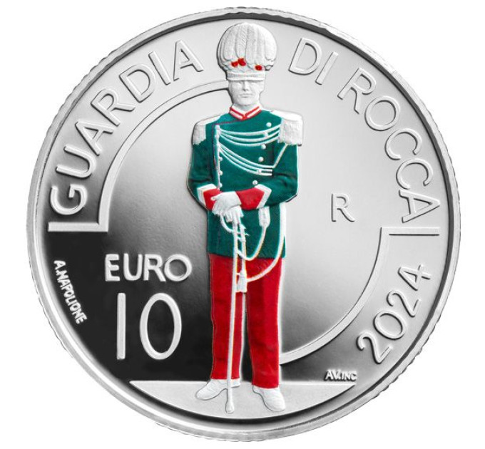 San Marino 10 eurot proof 2024 – San Marino sõjaväe- ja politseikorpus – kindluse valvur