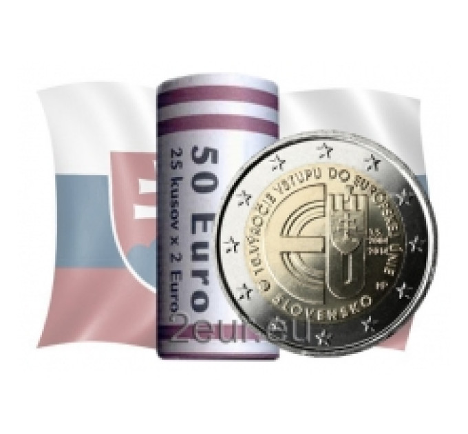Slovakkia 2 eurot UNC rulli 2014 – 10 aastat Slovakkia liikmesust ELis