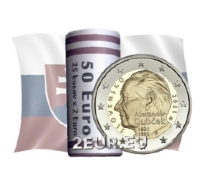 Slovakkia 2 eurot UNC rulli 2021 – Aleksander Dubcheki 100. sünniaastapäev