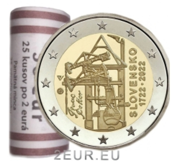 Slovakkia 2 eurot UNC rulli 2022 – 300. aastapäev Mandri-Euroopa esimese kuivenduskaevanduste jaoks mõeldud atmosfäärilise aurumootori ehitamisest
