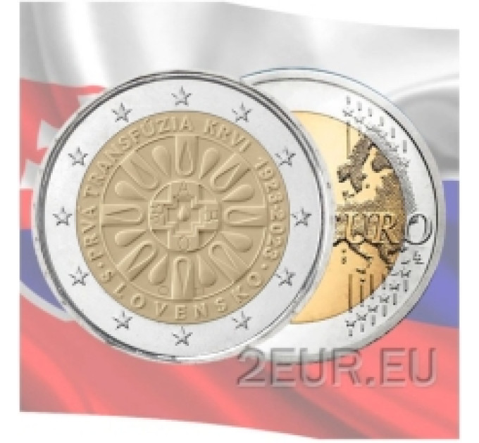 Slovakkia 2 eurot UNC 2023 – 100 aastat esimesest vereülekandest Slovakkias