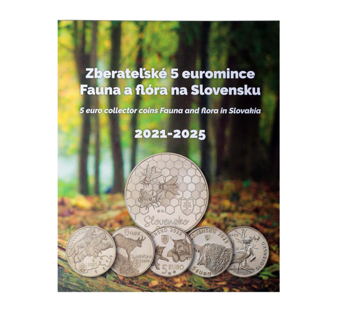 Slovakkia 5 eurot UNC 2021 - 2025 – Slovakkia loomastik ja taimestik + Album