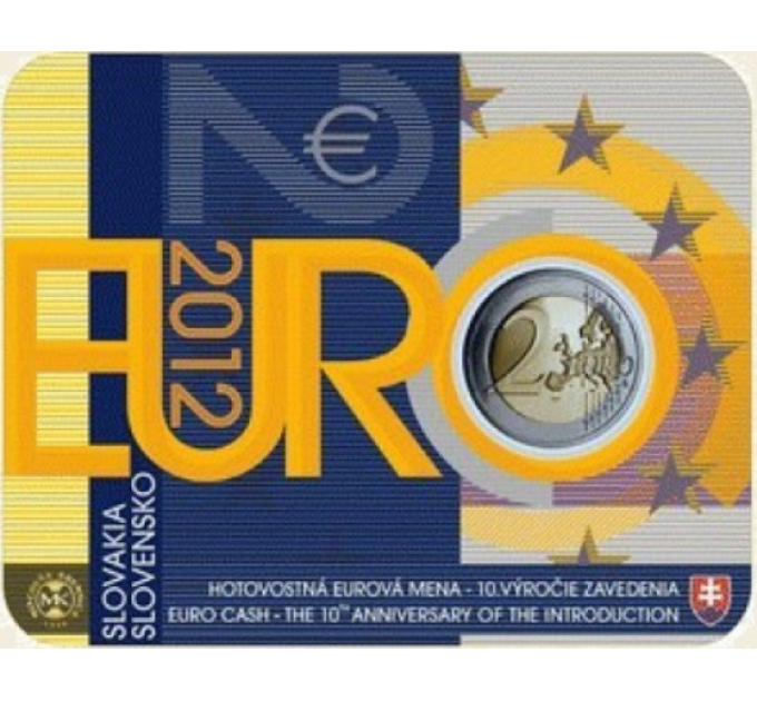Slovakkia 2 eurot BU 2012 – 10 aastat euro sularaha