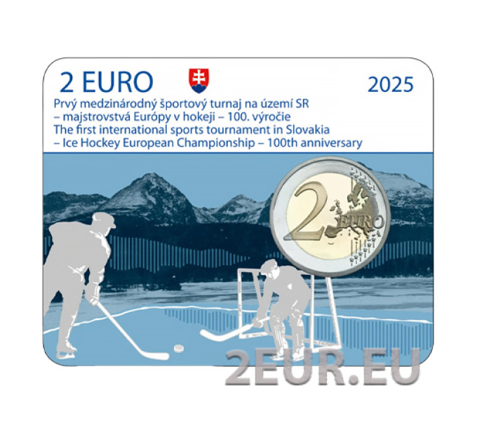 Slovakkia 2 eurot BU 2025 – 100 aastat esimestest jäähoki Euroopa meistrivõistlustest