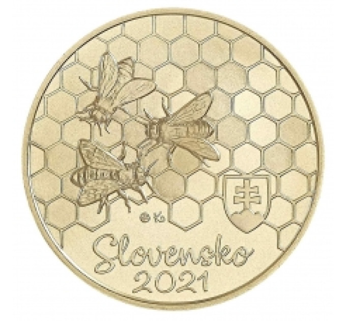 Словакия 5 евро UNC 2021 - Флора и фауна Словакии - Медоносная пчела